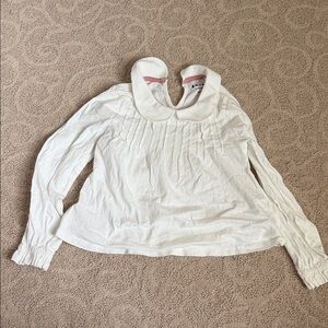 Mini Boden White Top with Pink Trim size 5/6